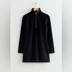 & Other Stories - Zip Collar Velour Mini Dress - S